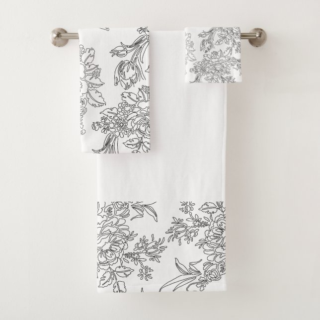 Elégante toile florale noire et blanche (En situation)