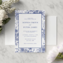 Elegante Toile Französisch Blau Garten Floral 