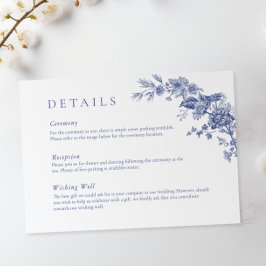 Elegante Toile French Blue Floral Detail Card Einladung