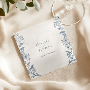 Elegante Toile Hochzeit Staubblau französische Ski Serviette