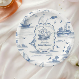 Elegante Toile Nautical Baby Shower Pappteller