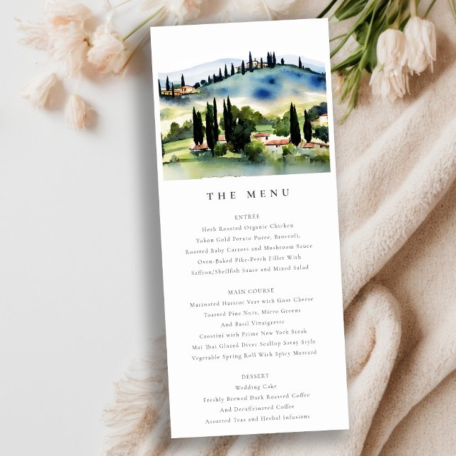 Elégante Toscane Italie Paysage Carte Mariage Menu (Créateur téléchargé)
