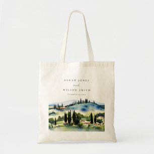 Elegante Toskana Italien Wasserfarbenen Landschaft Tragetasche