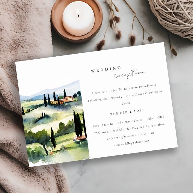 Elegante Toskana Italienische Landschaft Hochzeits Begleitkarte (Von Creator hochgeladen)