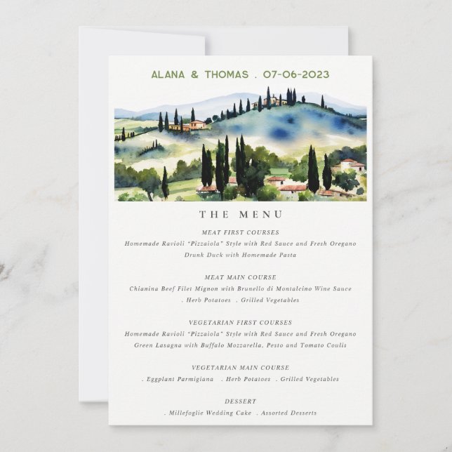 Elegante Toskana Italienische Landschaft Hochzeits Einladung (Vorderseite)