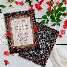 Elegante toskanische Damast-Hochzeitseinladung