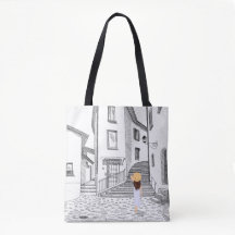 Elegante Tote-Tasche mit handGezeichnet Altstadt