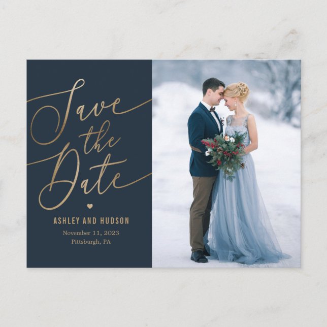 Elegante Touch EDITABLE FARBE Save the Date Postkarte (Vorderseite)