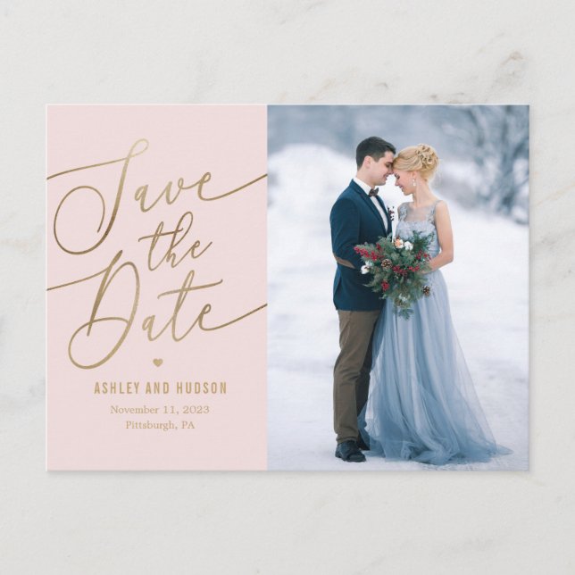 Elegante Touch EDITABLE FARBE Save the Date Postkarte (Vorderseite)