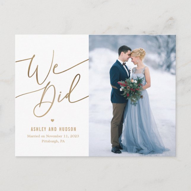Elegante Touch Hochzeitkündigung - Postweg Postkarte (Vorderseite)