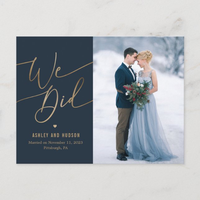 Elegante Touch Hochzeitskündigung Postkarte (Vorderseite)