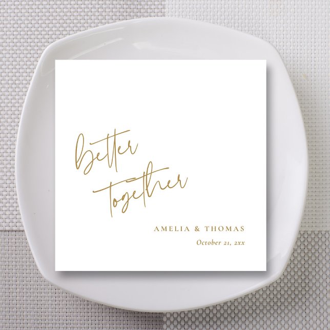 Elegante Touch: Personalisierte Hochzeit mit Golds Serviette (Elegant 'Better Together' Gold Script Wedding Napkins)