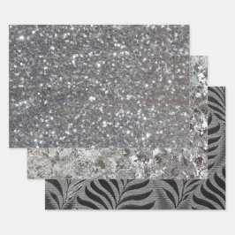 Elegante Touch von Silber Geschenkpapier Set
