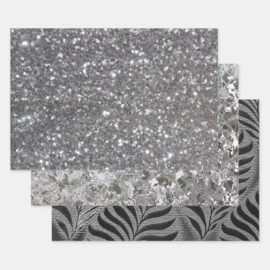 Elegante Touch von Silber Geschenkpapier Set