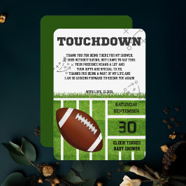 Elegante Touchdown Football Baby Shower Dankeskarte