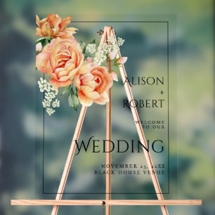 Elégante tourbe de pêche fleurs mariage BIENVENUE