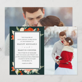 Elegante Tradition Rote Flora Bouquet Foto Hochzei Einladung