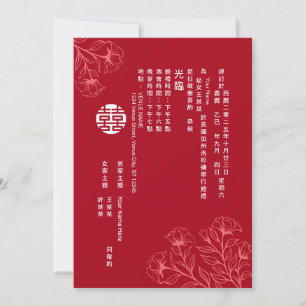 Elegante traditionelle chinesische Hochzeit mit Bl Einladung