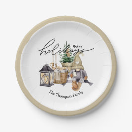 Elegante traditionelle festliche Wasserfarbe Pappteller