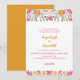 Elegante traditionelle indische Elefanten Hochzeit Einladung
