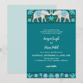 Elegante traditionelle indische Elefanten Hochzeit Einladung