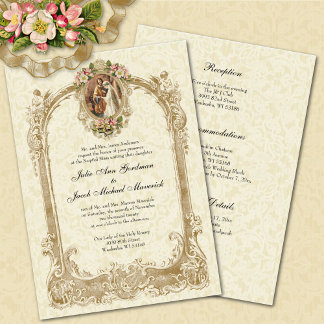 Elegante traditionelle katholische Hochzeit & Empf Einladung