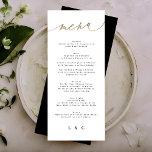 Elegante traditionelle Schwarze-Gold-Kalligrafie-H Menükarte<br><div class="desc">Teil einer Sammlung *keine echte Folie</div>