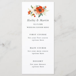 Elegante Traditionen Blumenkarte Menükarte