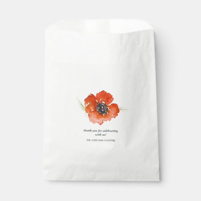 Elegante Traditionen Hochzeit mit floralen Wasserf Geschenktütchen (Vorderseite)