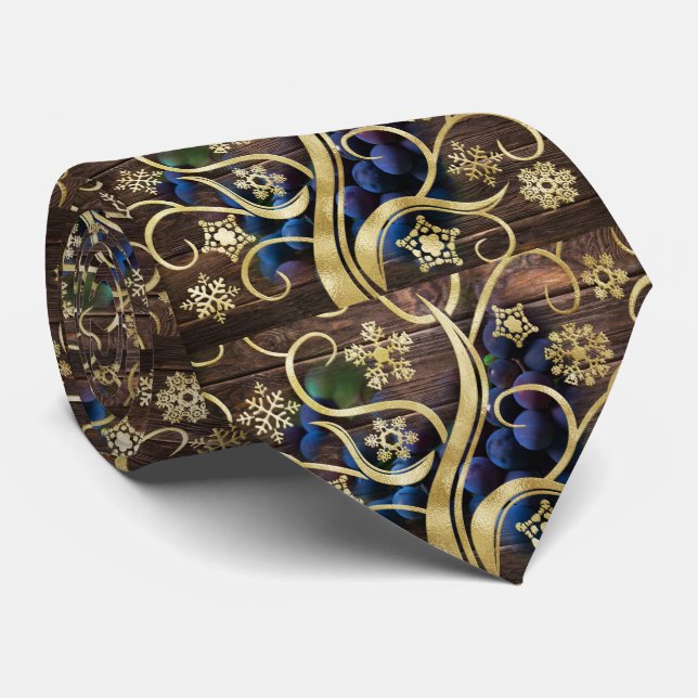 Elegante Trauben mit goldenem Muster Krawatte (Gerollt)
