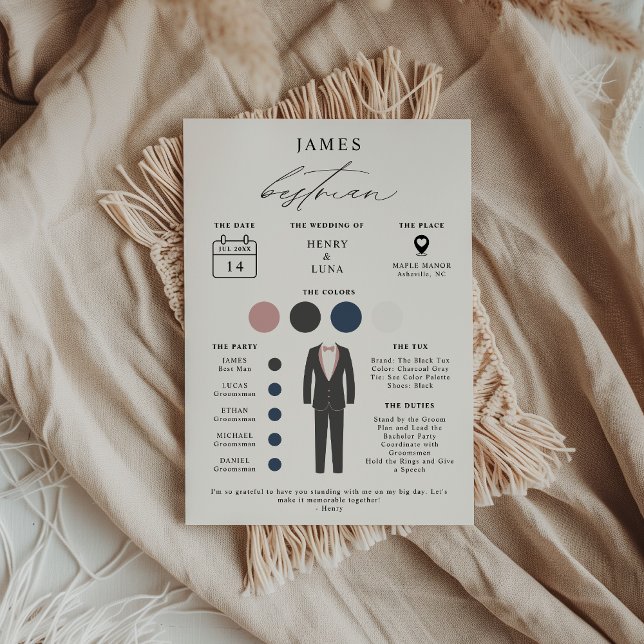 Elegante Trauzeuge Wedding Party Info Card Einladung (Von Creator hochgeladen)