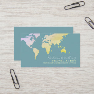 Elegante Travel Agent Karte auf blauem Hintergrund