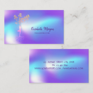 Elegante Tree Silhouette, Ombre Holographic Yoga Visitenkarte