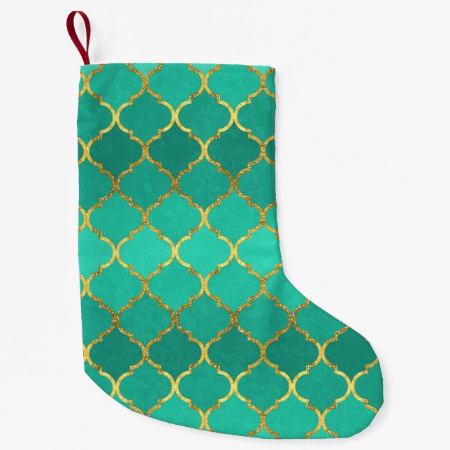 Elegante trendige Imitate Glitzer Quarrefolie Kleiner Weihnachtsstrumpf (Vorderseite)