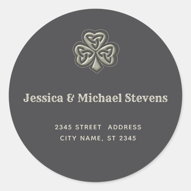 Elegante trendige Irish Kleeblatt Classic Round Runder Aufkleber (Vorderseite)