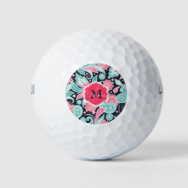 Elegante trendige Paisley-Blumenmuster-Abbildung Golfball (Vorderseite)