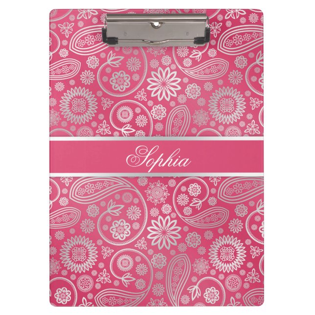 Elegante trendige Paisley-Blumenmuster-Abbildung Klemmbrett (Vorderseite)