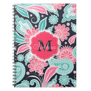 Elegante trendige Paisley-Blumenmuster-Abbildung Notizblock