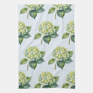 Elegante trendige Wasserfarbe Hortensien-Blumen Geschirrtuch