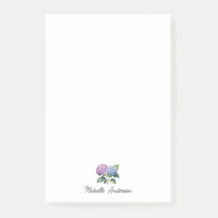 Elegante trendige Wasserfarbe Hortensien-Blumen Post-it Klebezettel