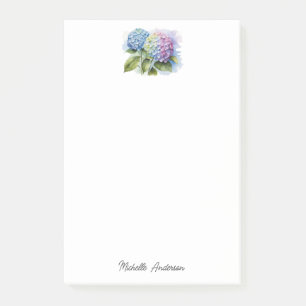 Elegante trendige Wasserfarbe Hortensien-Blumen Post-it Klebezettel
