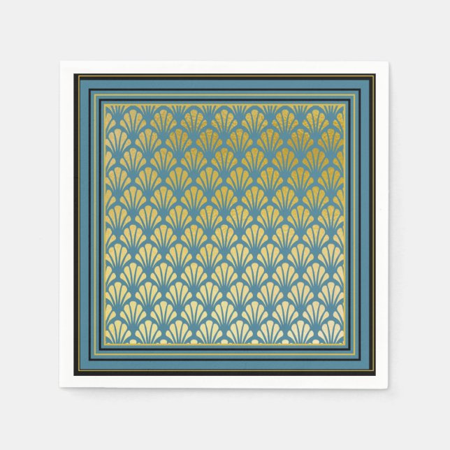 Elegante Trendy Aquamarin Art Deco Serviette (Vorderseite)