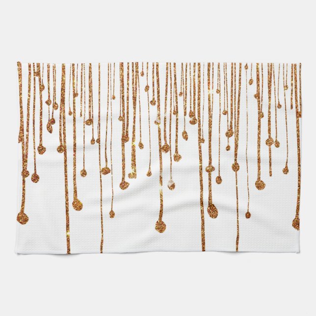 Elegante trendy GoldImitat-Glitter-Wassertropfen Küchentuch (Horizontal)