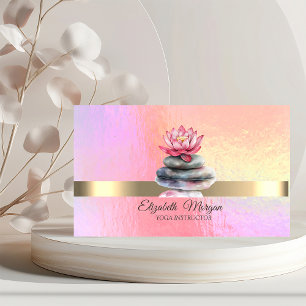 Elegante Trendy Holographic, Gold, Lotus, Zen Ston Visitenkarte