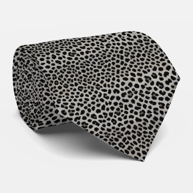 Elegante Trendy Luxury White Leopard Collection Krawatte (Gerollt)