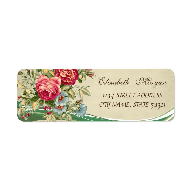 Elegante Trendy Romantic - Blume Adressetikett (Vorne)