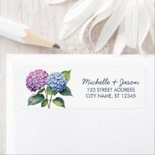 Elegante Trendy Watercolor Hydrangea Rücksendeadre