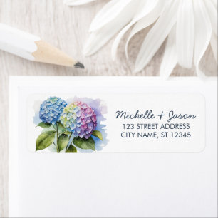 Elegante Trendy Watercolor Hydrangea Rücksendeadre