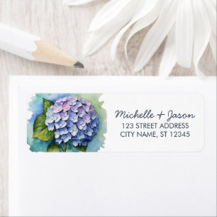 Elegante Trendy Watercolor Hydrangea Rücksendeadre