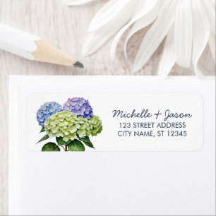 Elegante Trendy Watercolor Hydrangea Rücksendeadre